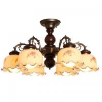 イタリア製ガラスにアカンサスの花をあしらった6灯シーリングシャンデリア照明 イタリア製