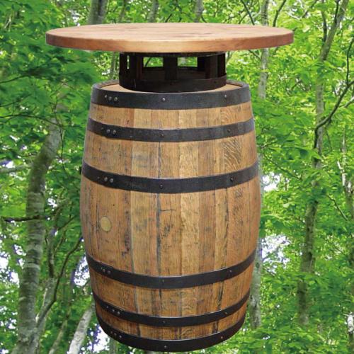 80cm丸バレルウッドステーバーテーブル　ナチュラル色　バレルクラフト(ウイスキー樽家具)